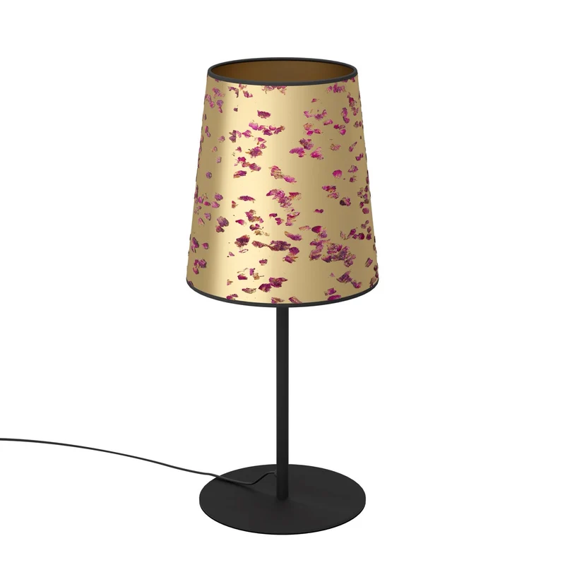 EGLO Castuera Lámpara sobremesa acero papel con pétalos de rosa negro dorado rosado