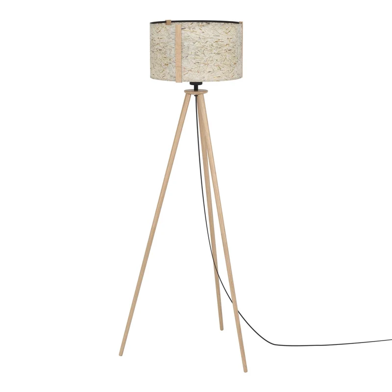 EGLO Hontongas Lámpara de pie madera acero heno café negro beige verde para salón y dormitorio