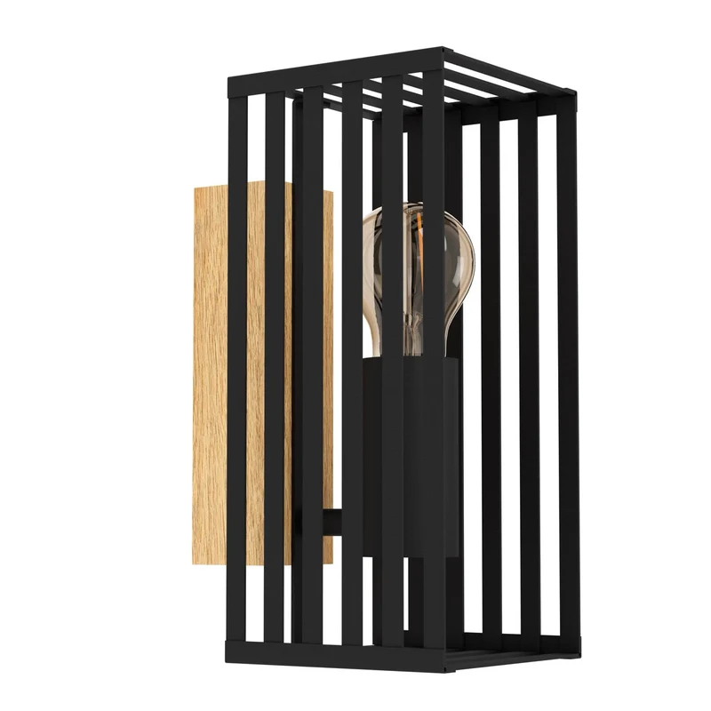 EGLO Cidraz Lámpara de pared aceromadera negrocafé