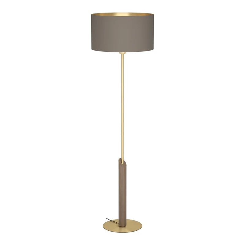 EGLO Santandria Lámpara de pie aceromadera textil latón cepilladocafé cappuccinolatón