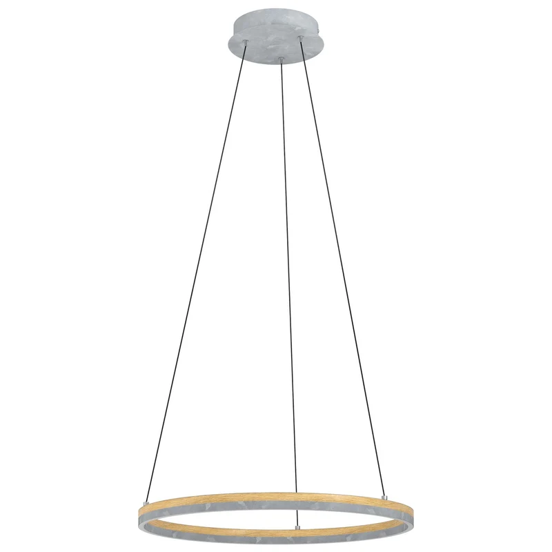 EGLO Cadinaro Lámpara de techo colgante LED regulable aceromadera plástico griscafé 39896