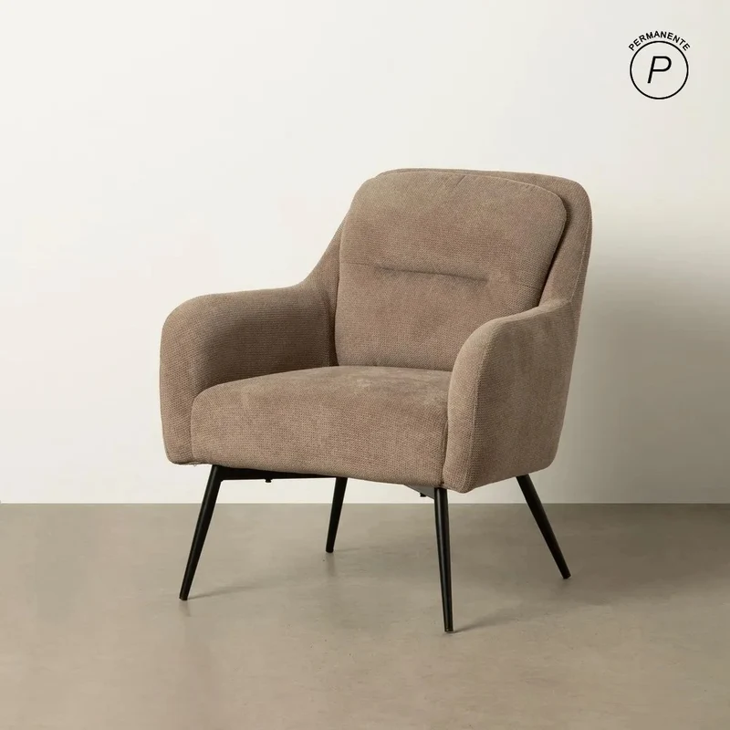 Sillón taupe tejido estructura metal 69x72x79cm 612550