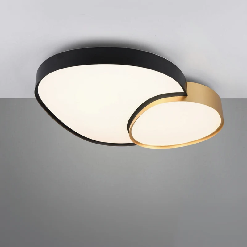 Plafón de techo Trio Rise LED negro y dorado CCT regulable con mando 77cm 647519280