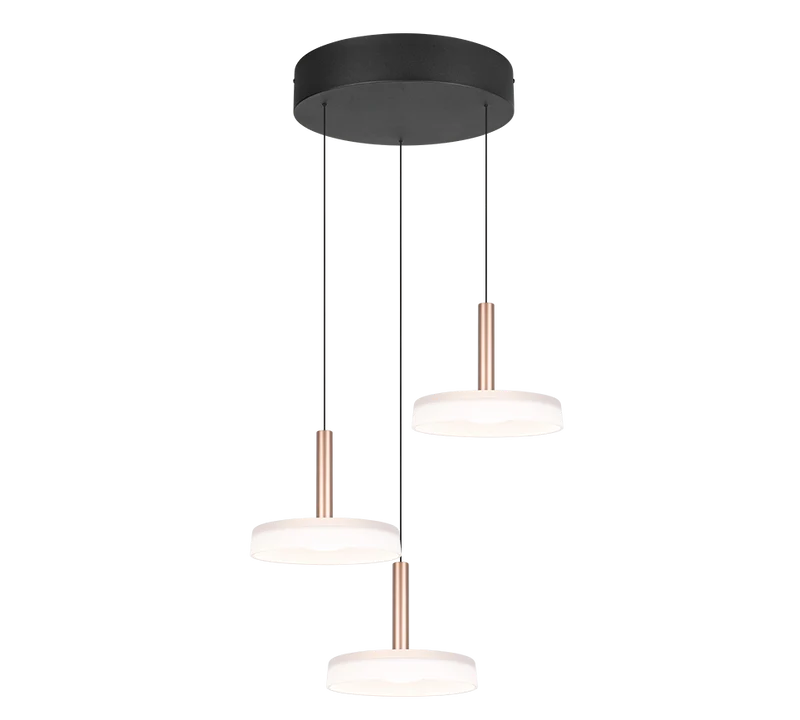 Lámpara de techo colgante Trio Celeste LED 3 luces marrón café 3000K regulable 200cm 354930365
