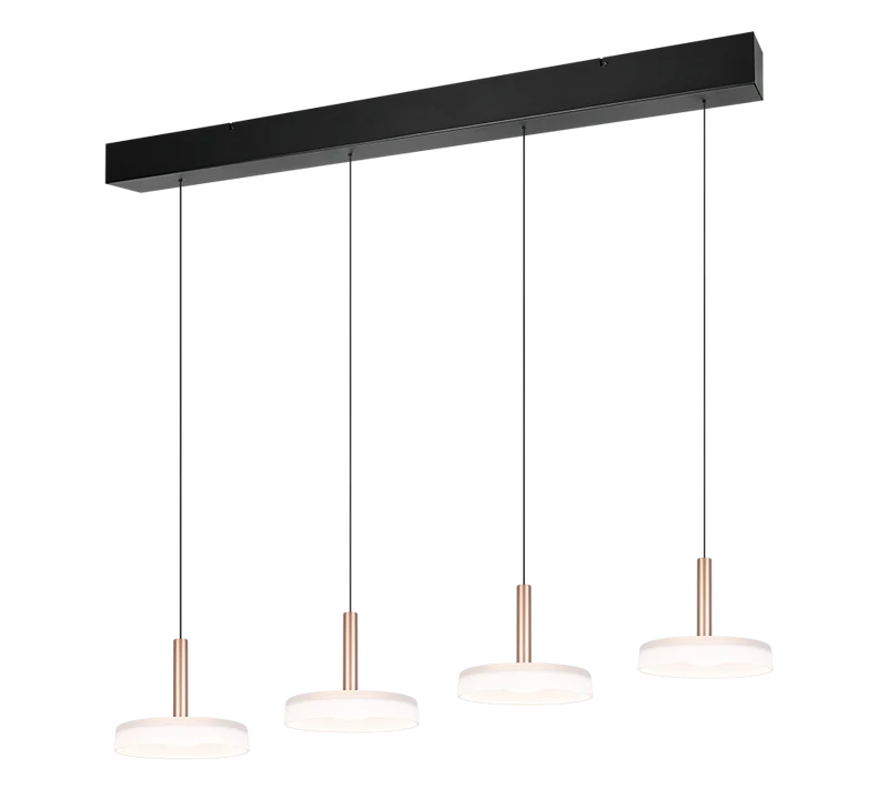 Lámpara de techo colgante Trio Celeste LED 4 luces marrón café 3000K regulable 200cm 354910465