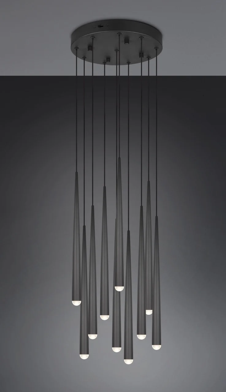 Lámpara de techo colgante Trio Cala LED 10 luces negro mate regulable 150cm 354831032