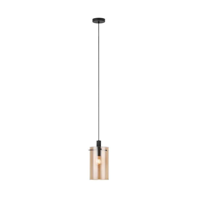 EGLO Polverara Lámpara colgante vintage moderno 1L negro y ámbar 39537