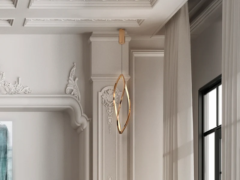 Lámpara de techo colgante Schuller Adele oro rosa acero CCT con mando