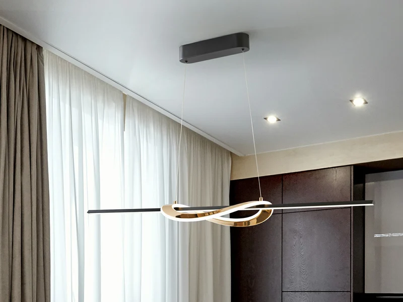 Lámpara de techo colgante Schuller Enora dorado brillo y negro acero CCT con mando