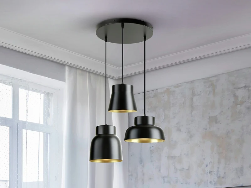 Lámpara de techo colgante Schuller Vulcano 3 luces negro Ø47cm 13581