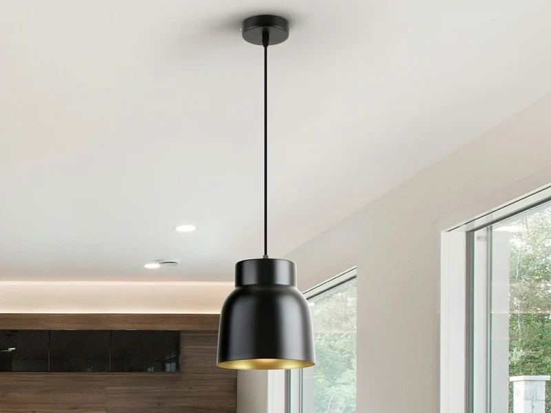 Lámpara de techo colgante Schuller Vulcano 1 luz negro y dorado 13536