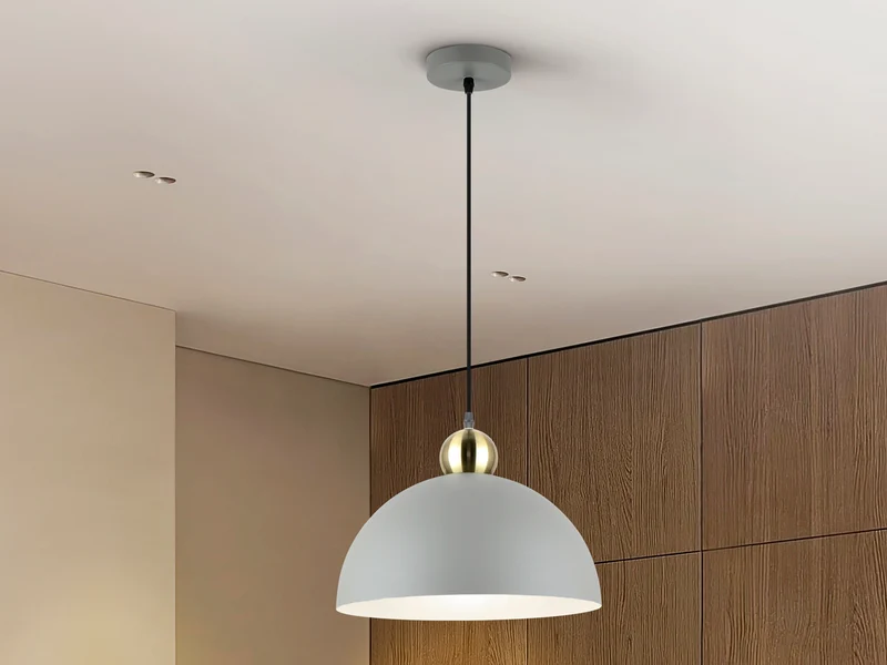 Lámpara de techo colgante Schuller Polo 1 luz gris y latón Ø35cm 13411