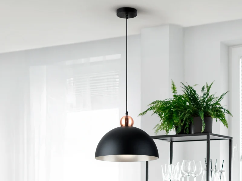 Lámpara de techo colgante Schuller Polo 1 luz negro y cobre Ø35cm 13402
