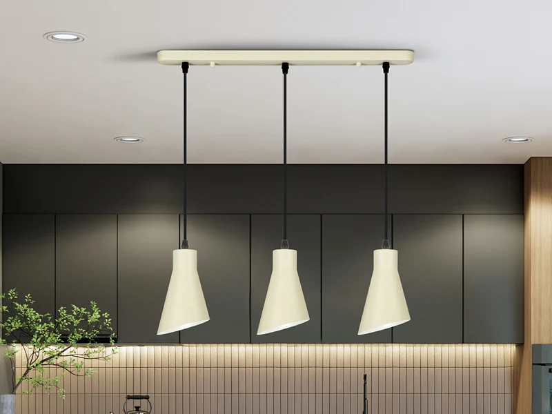 Lámpara de techo colgante Schuller Bera 3 luces crema satinado 13348