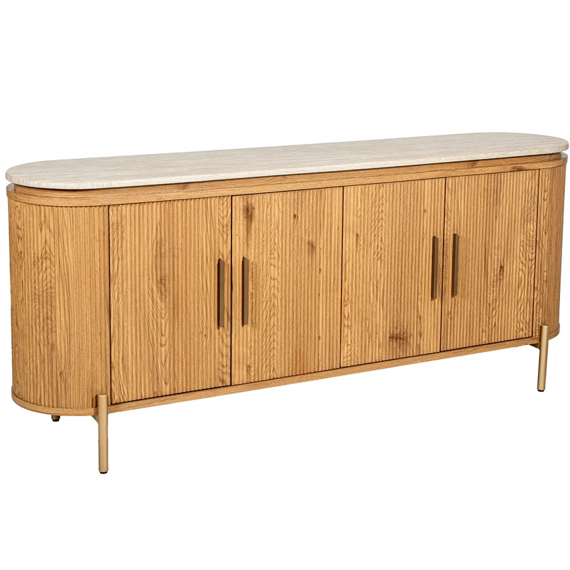 Aparador madera roble tapa marmol 180cm 68475 para salón