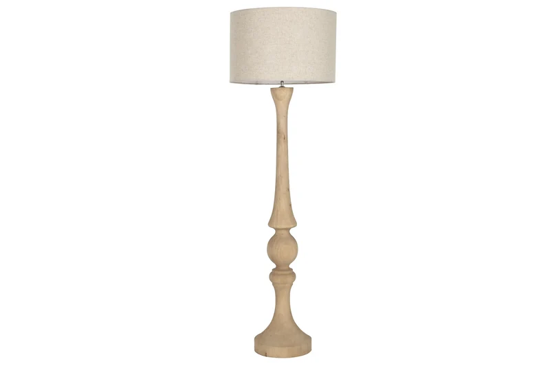 Lámpara de pie madera de mango y pantalla 163cm 217666