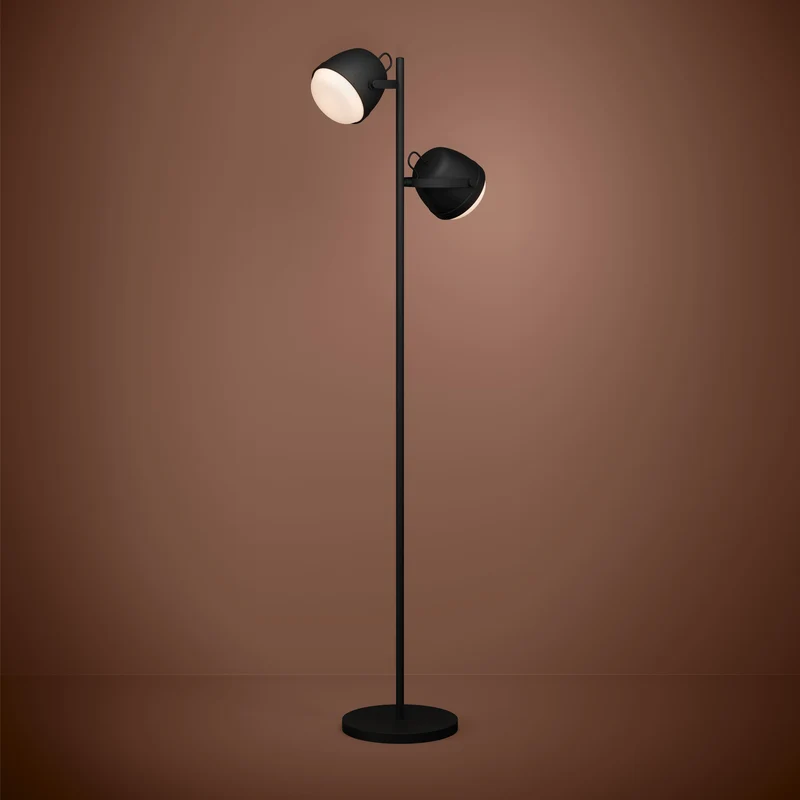 EGLO Upanema Lámpara de pie acero vidrio grabado negro blanco