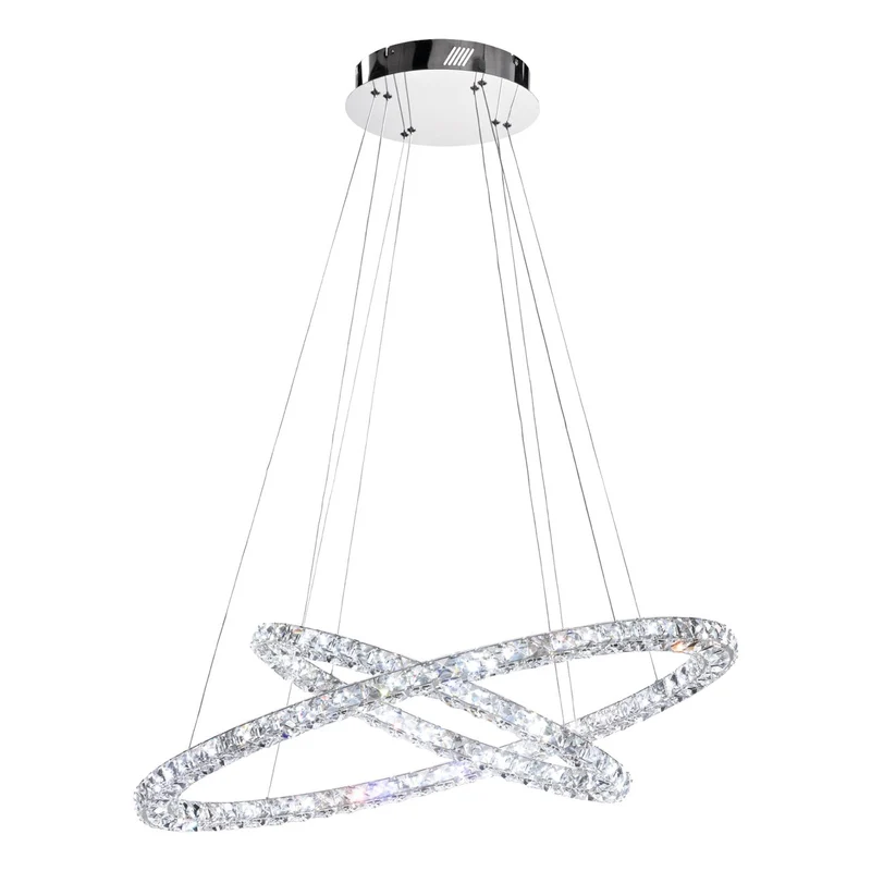 EGLO Toneria Lámpara de techo colgante LED 2 luces acero inoxidable cristal cromo claro 93946 para comedor y cocina