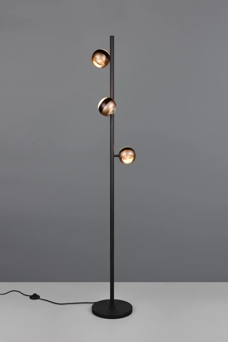 Lámpara de pie Trio Orbit LED 3 luces negro mate regulable táctil 150cm 444410332