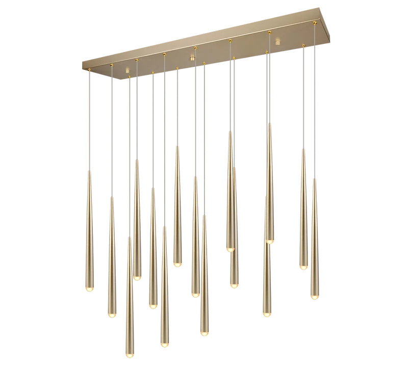 Lámpara de techo colgante Trio Cala LED 15 luces dorado regulable 150cm 354811579
