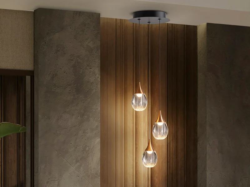 Lámpara de techo colgante Schuller Corina 3 luces negro y cobre 3000K