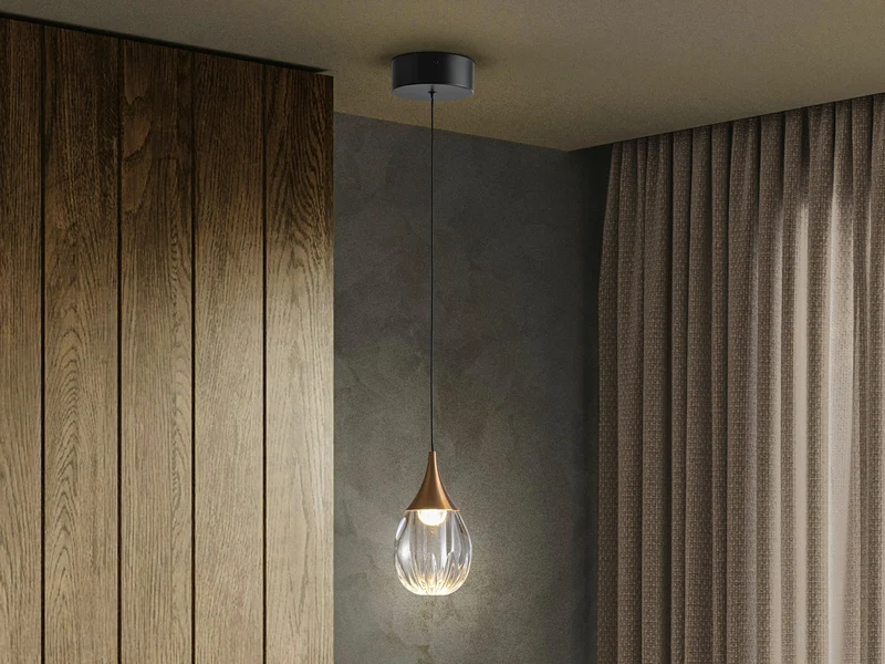 Lámpara de techo colgante Schuller Corina 1 luz negro y cobre 3000K