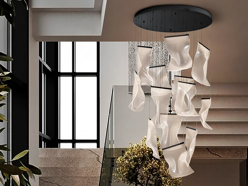 Lámpara de techo colgante Schuller Velos grande 13 luces negro y micro regulable XXL609654D