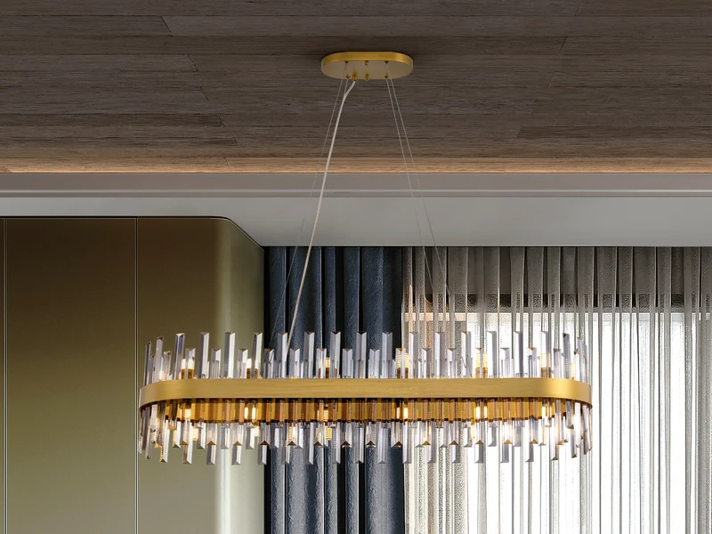 Lámpara de techo colgante oval Schuller Grace 28 luces oro