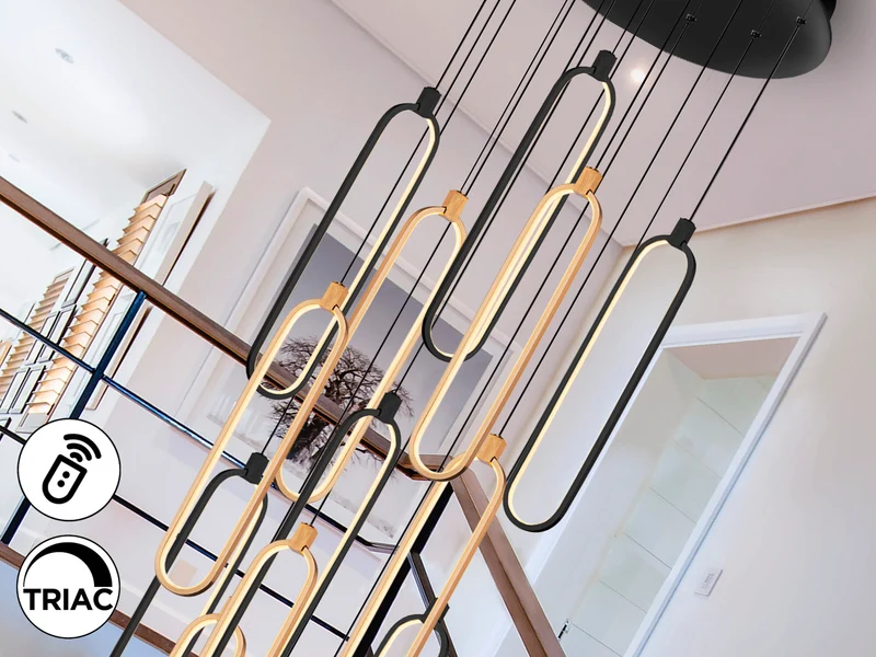 Schuller Colette Lámpara de techo grande 14 luces negro oro rosa regulable 787420DXXL