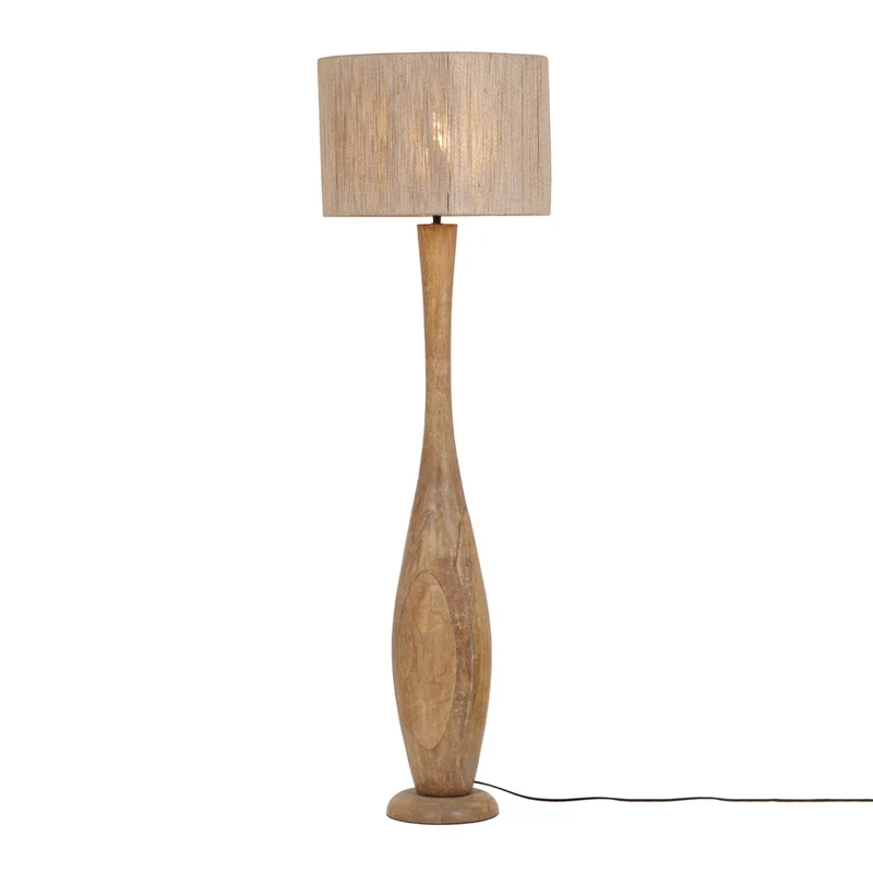 Lámpara de pie Trio Toba madera natural 135cm 467200130