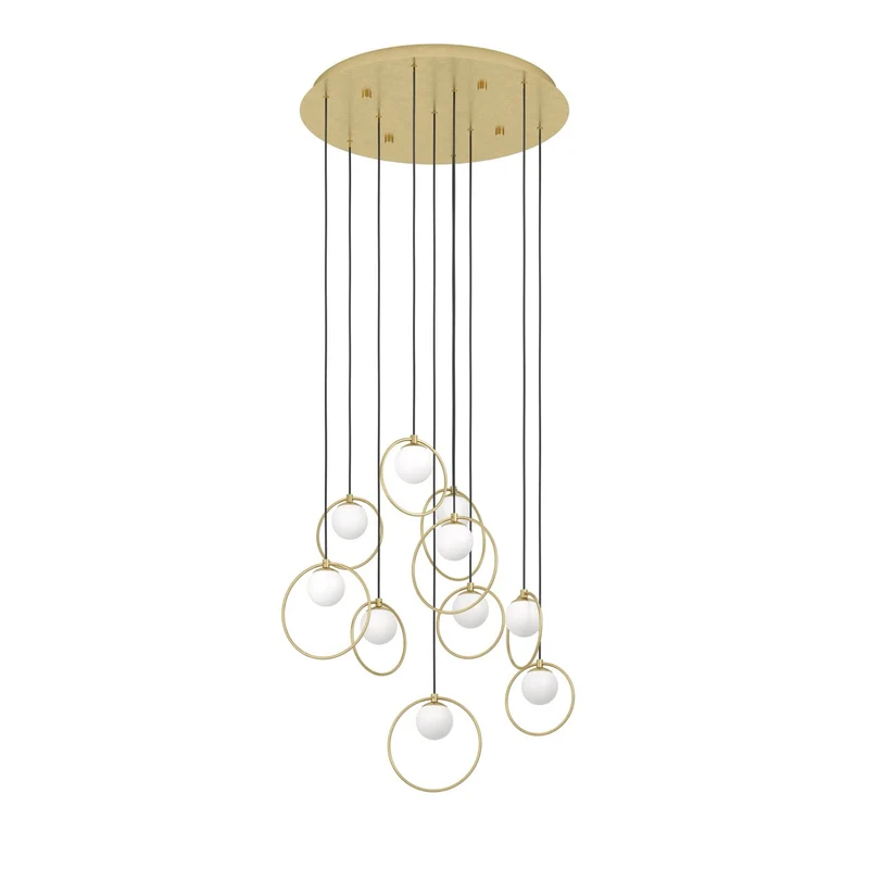 EGLO Portocolom Lámpara de techo colgante LED regulable acero vidrio opalino mate latón