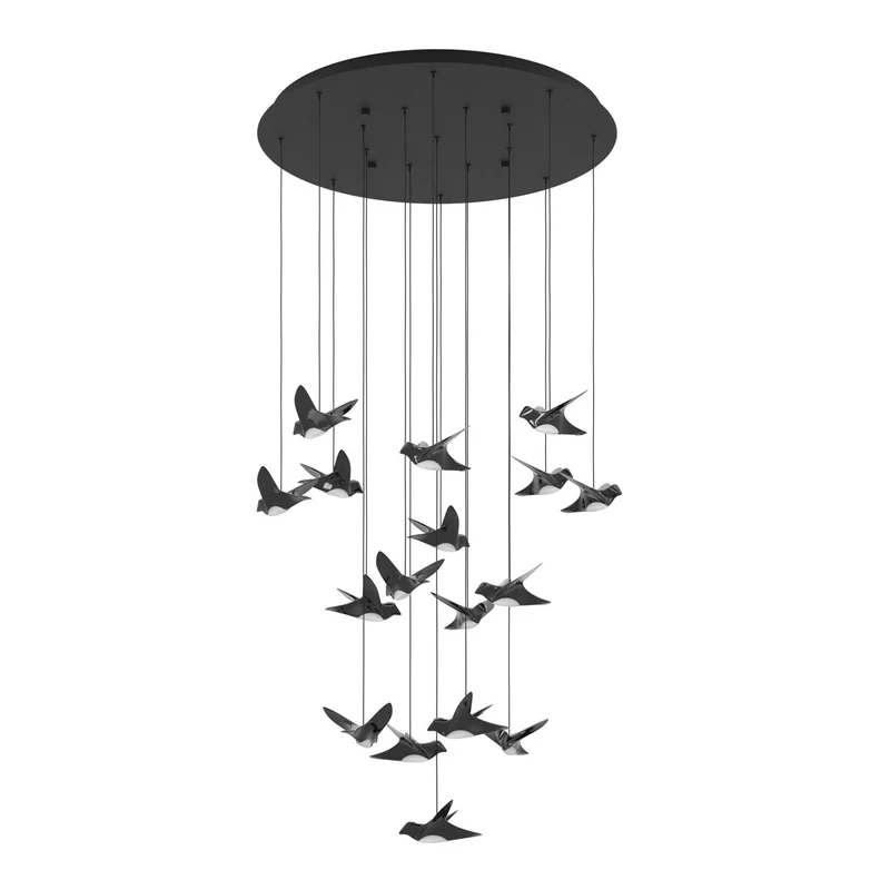 EGLO Paratebueno Lámpara de techo colgante pájaros LED regulable acero negro