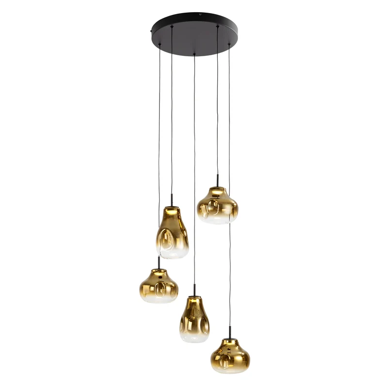 Lámpara de techo colgante Schuller Aledis 5 luces negro y dorado difuminado