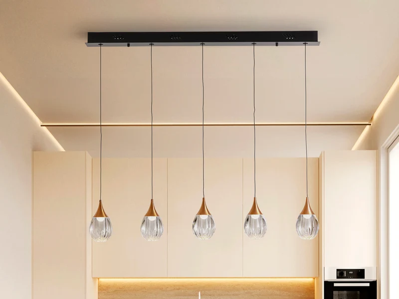 Lámpara de techo colgante Schuller Corina 5 luces negro y cobre 3000K