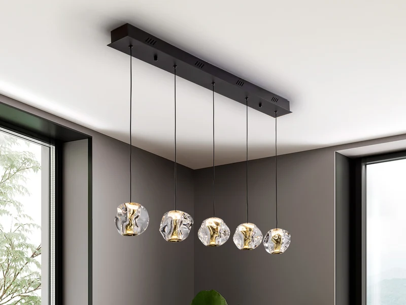 Lámpara de techo colgante Schuller Zaria 5 luces negro y dorado 3000K regulable