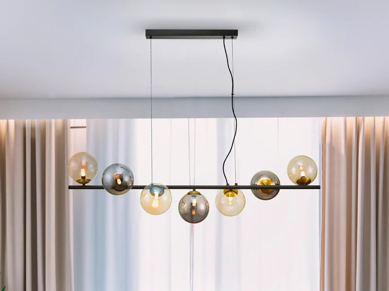 Lámpara de techo colgante bolas Schuller Inoa 7 luces negro y latón