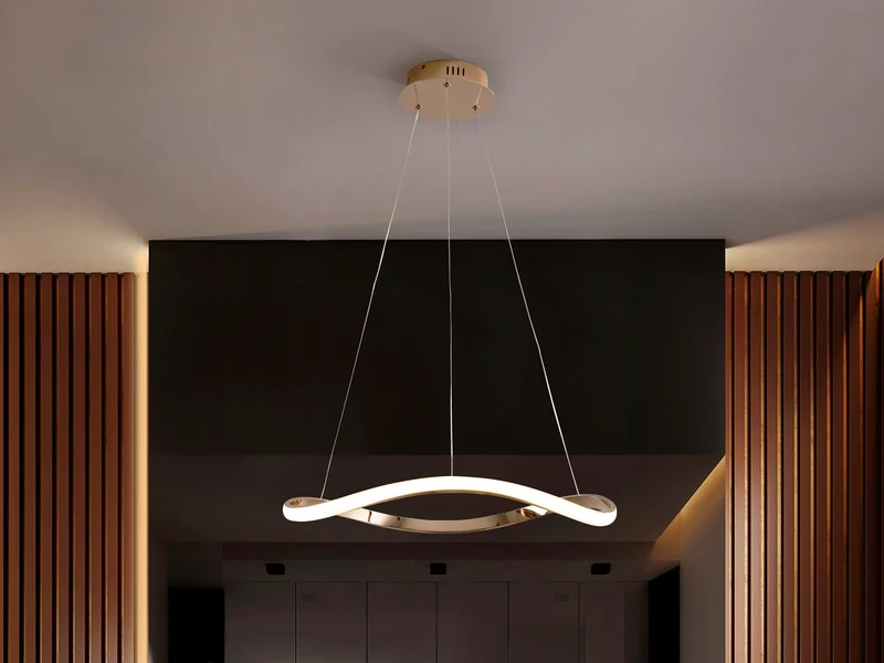 Lámpara de techo colgante de 1 aros Schuller Naos oro rosa 3000K Ø60cm