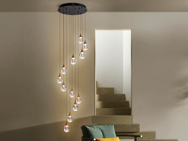 Lámpara de techo colgante Schuller Corina grande 12 luces negro y cobre 3000K Ø50cm