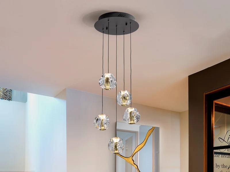 Lámpara de techo colgante Schuller Zaria 5 luces negro 3000K regulable Ø33cm