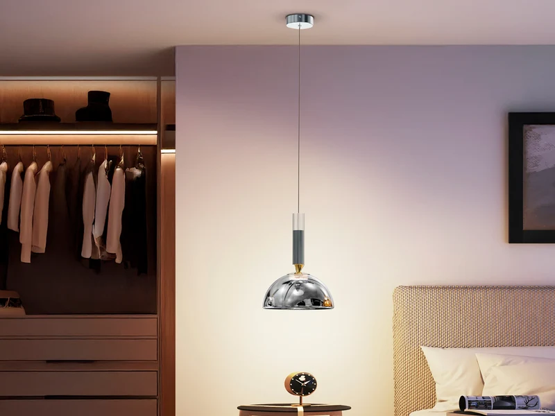 Lámpara de techo colgante Schuller Charlize 1 luz gris y plata 3000K
