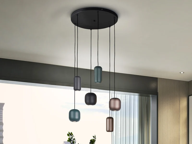 Lámpara de techo colgante Schuller Nimes 6 luces negro y marrón Ø48cm 12872