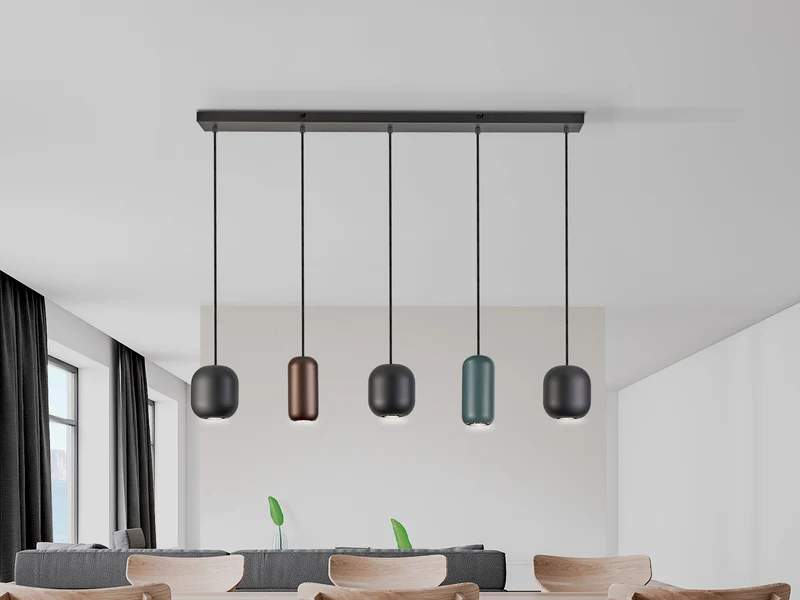 Lámpara de techo colgante Schuller Nimes 5 luces negro y marrón 12863