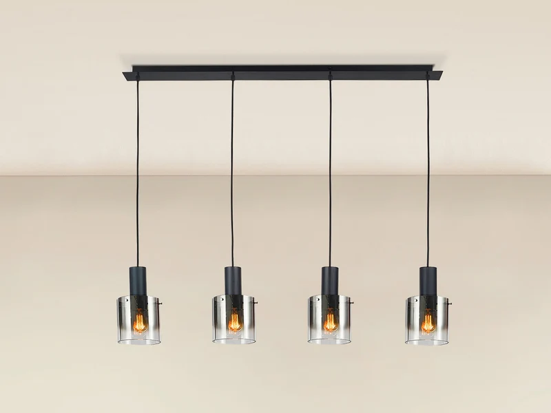 Lámpara de techo colgante Schuller Venize 4 luces negro y smoke 12828