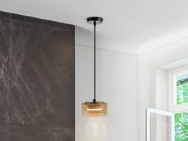 Lámpara de techo colgante Schuller Olaia 1 luz negro y oro 3000K 12643