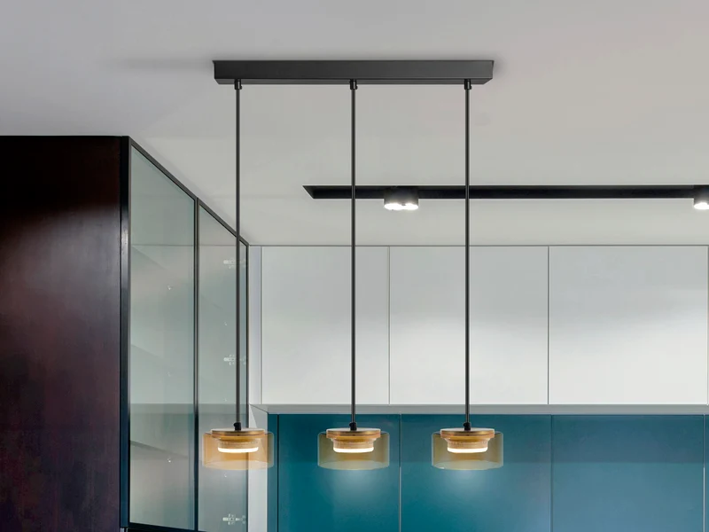 Lámpara de techo colgante Schuller Olaia 3 luces negro y oro 3000K 12661