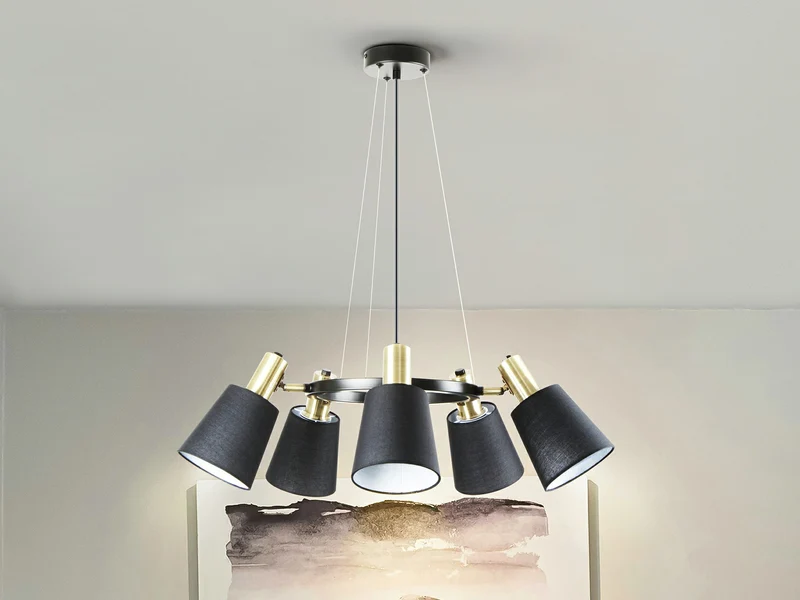 Lámpara de techo colgante Schuller Gisela 5 luces negro y latón Ø75cm 12616