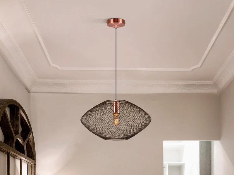 Lámpara de techo colgante Schuller Melany 1 luz cobre satinado y negro Ø37cm 12500