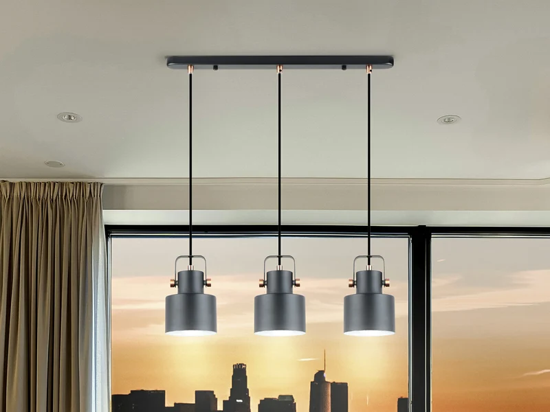 Lámpara de techo colgante Schuller Erika 3 luces negro y cobre satinado 12494