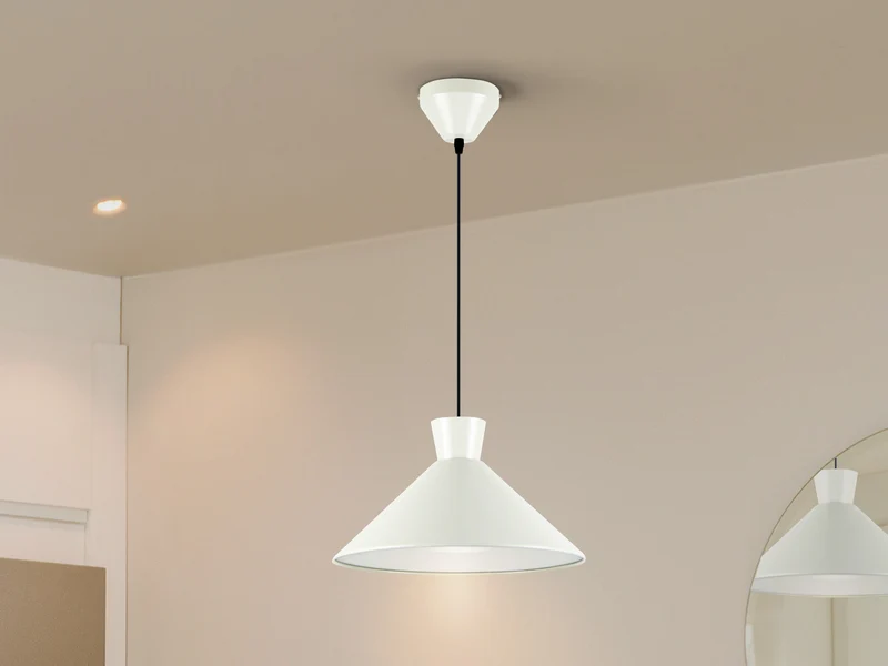 Lámpara de techo colgante Schuller Cono 1 luz gris perla mate Ø36cm 12458