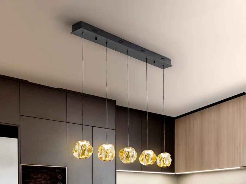 Lámpara de techo colgante Schuller Zaria 5 luces negro y bronce 3000K regulable